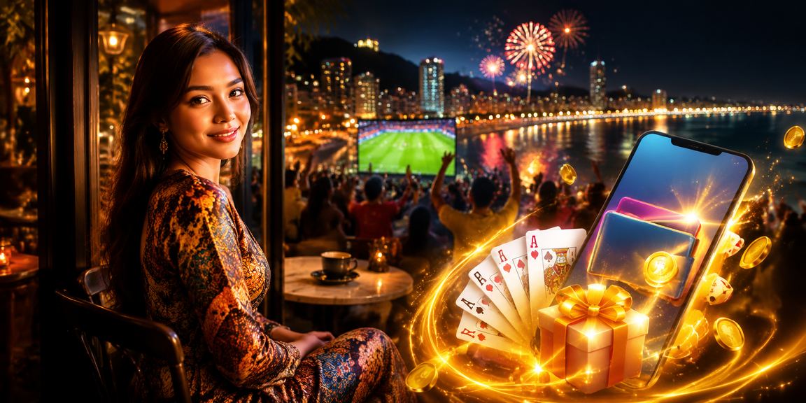 Permainan rummy dengan latar batik di Penang